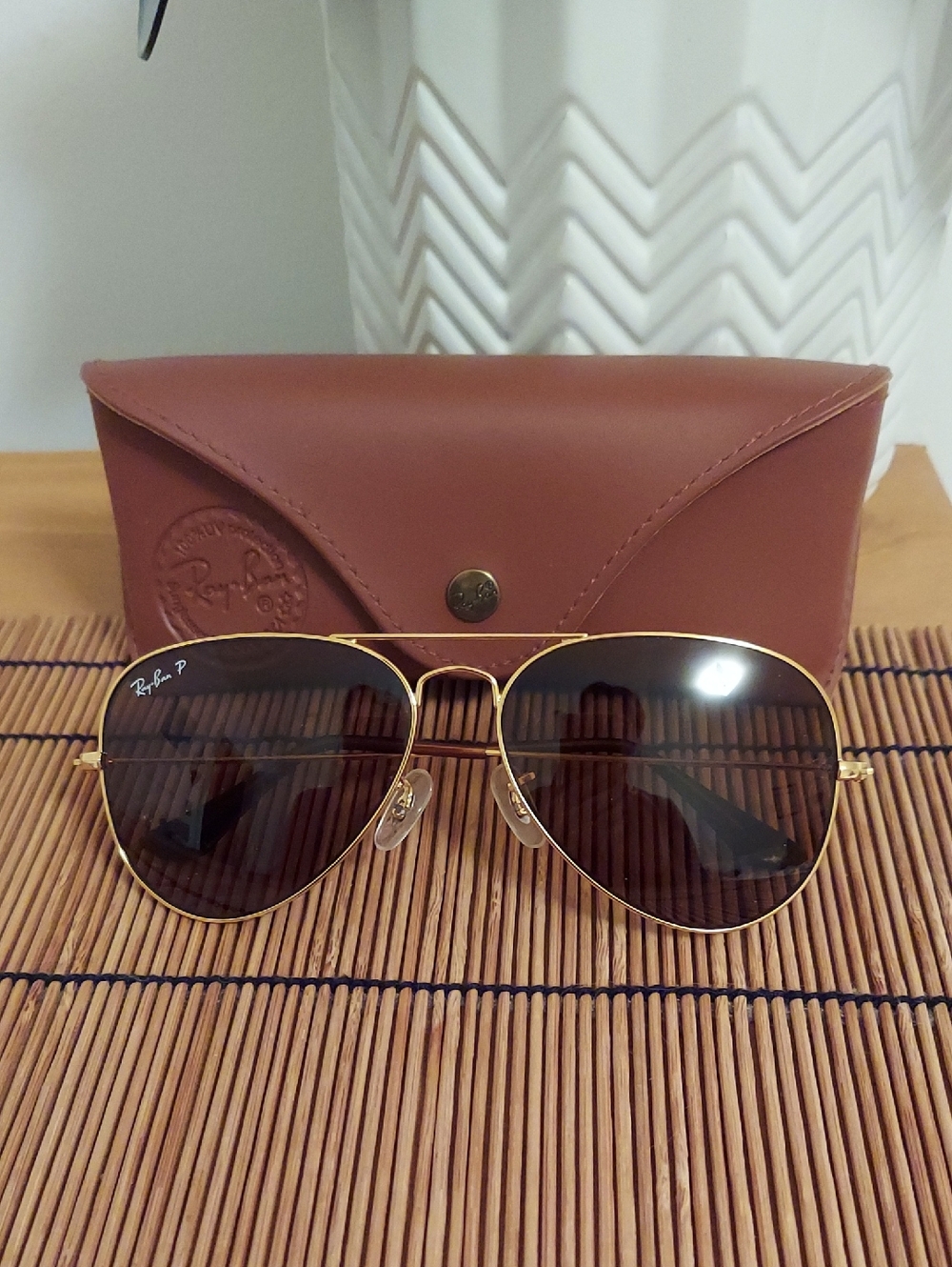 Ray-Ban Gold Frame Sunglasses with Brown Polarized Lenses